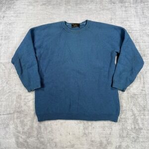 Manor Valley Sweater Mens Medium Blue Vintage 70s Knit Crew Neck Ribbed Canada